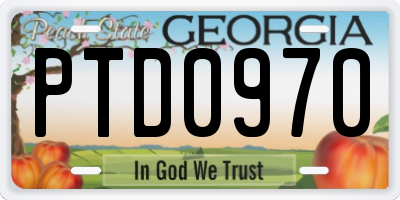 GA license plate PTD0970