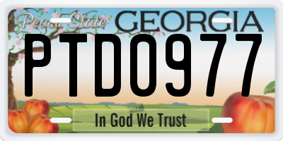 GA license plate PTD0977
