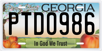 GA license plate PTD0986