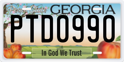 GA license plate PTD0990