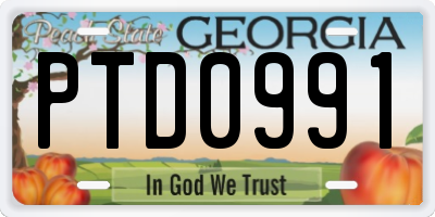 GA license plate PTD0991