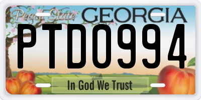 GA license plate PTD0994