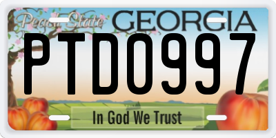 GA license plate PTD0997