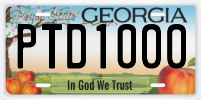 GA license plate PTD1000