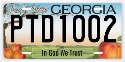 GA license plate PTD1002