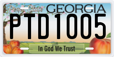 GA license plate PTD1005