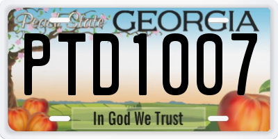 GA license plate PTD1007