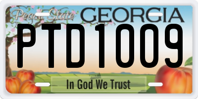 GA license plate PTD1009