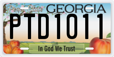 GA license plate PTD1011