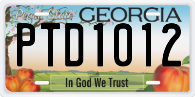 GA license plate PTD1012