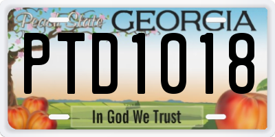 GA license plate PTD1018