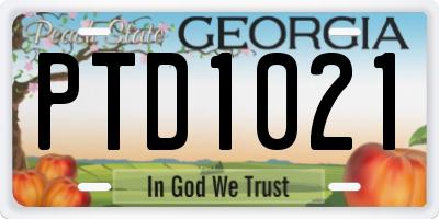 GA license plate PTD1021