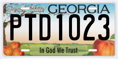 GA license plate PTD1023