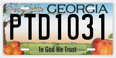 GA license plate PTD1031