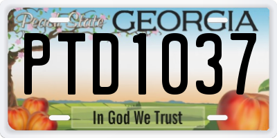 GA license plate PTD1037