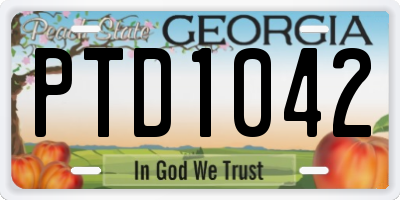 GA license plate PTD1042