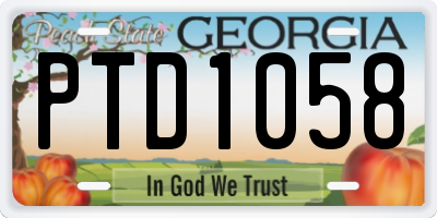 GA license plate PTD1058