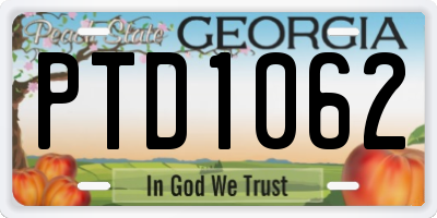 GA license plate PTD1062