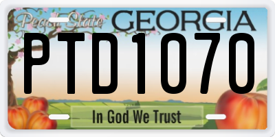 GA license plate PTD1070