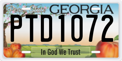 GA license plate PTD1072