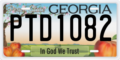 GA license plate PTD1082
