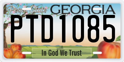 GA license plate PTD1085
