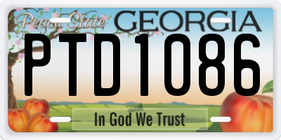 GA license plate PTD1086