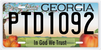 GA license plate PTD1092