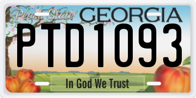 GA license plate PTD1093
