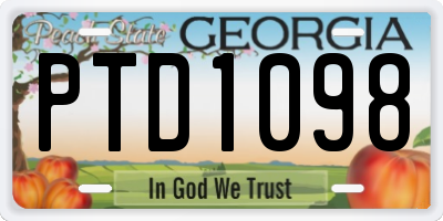 GA license plate PTD1098