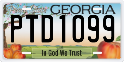 GA license plate PTD1099