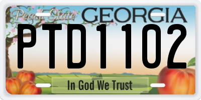 GA license plate PTD1102