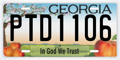 GA license plate PTD1106