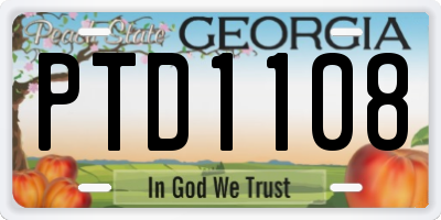 GA license plate PTD1108