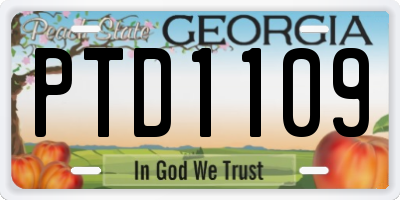 GA license plate PTD1109