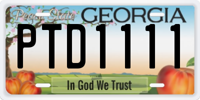 GA license plate PTD1111