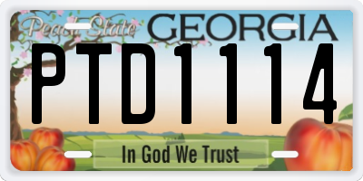 GA license plate PTD1114