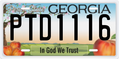 GA license plate PTD1116