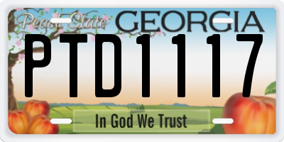 GA license plate PTD1117