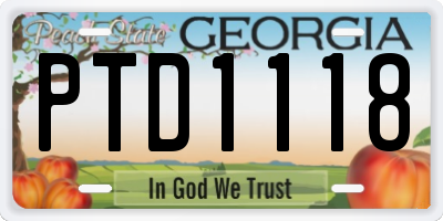 GA license plate PTD1118