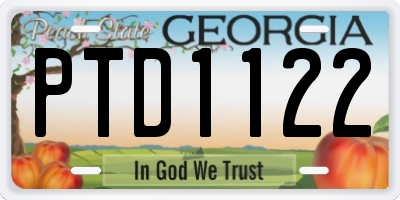 GA license plate PTD1122