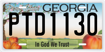 GA license plate PTD1130