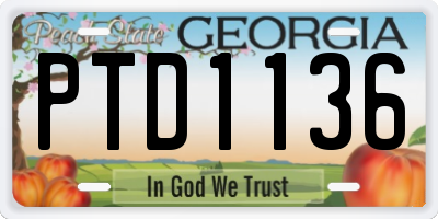 GA license plate PTD1136