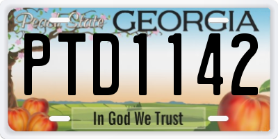 GA license plate PTD1142