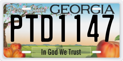 GA license plate PTD1147