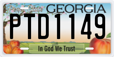 GA license plate PTD1149