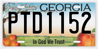 GA license plate PTD1152