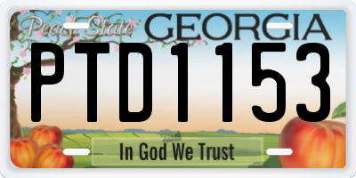 GA license plate PTD1153