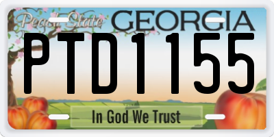 GA license plate PTD1155