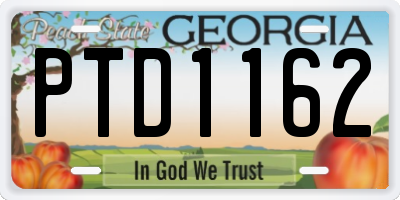GA license plate PTD1162